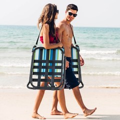 Low Beach Chairs for Adults 2 Pack with Aluminum Frame and Soft Cushion 300 LBS