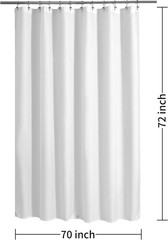 White Fabric Shower Curtain Liner Waterproof Machine Washable 70×72 Magnets New