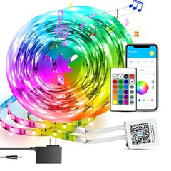 50FT Waterproof LED Strip Lights, APP & Voice Control, RGB Outdoor Indoor Lights