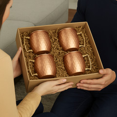 100% Handmade 16oz Solid Copper Mule Mug – Barrel Shaped Mug (Set of 2)