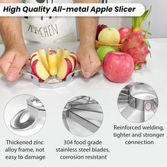 Apple Slicer and Corer All-metal Construction Cutter with 12 Stainless Steel