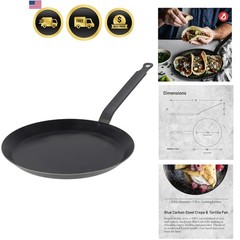 Carbon Steel Crepe Pan 9.5 Inch Non Stick French Made for Pancakes Tortillas