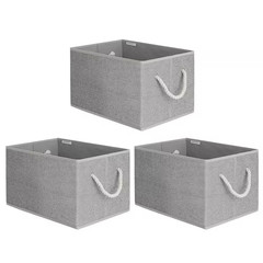 Gray 16.3 In. X 10.3 In. Fabric Decorative Basket Set of 3 with Handles