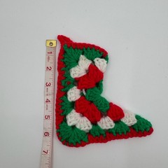 Vtg Handmade Crochet Christmas Ornaments LOT of 4 Santa Stocking Holiday Decor
