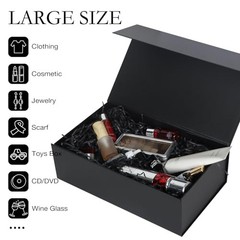 Gift Box with Magnetic Lids 13.8×8.3×4.4 in, Large 1 Count (Pack of 1) Black