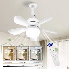 1-4PCS 2 In 1 E27 Ceiling Socket Fan 30W Dimmable LED Light Remote Control