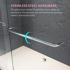 60″ x 72″ Bathroom Doors Brushed Nickel Shower Doors Glass Sliding 60 Inches