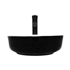 ELECWISH Bathroom Vessel Sink Black Ceramic Vanity Basin Bowl Faucet Drain Combo