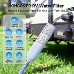 2 Pack RV Inline Water Filter w/Flexible Hose for Drinking & Washing Filter