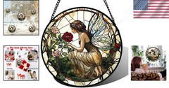 Colorful Butterfly Fairy Stained Glass Suncatcher – 9.8in Window Decor Piece
