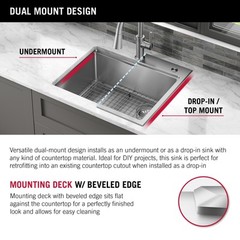 Delta Emery 15″ Drop-In Sink – SS, WorkFlow Ledge, Single-Certified Refurbished