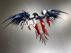 American Eagle Metal Wall Art, Heat Blued Steel Flag, Patriotic Decor