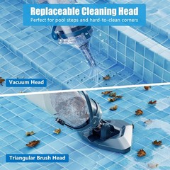 Cordless Pool Vacuum With Telescopic Pole 18.5 Gpm Rechargeable Cleaner