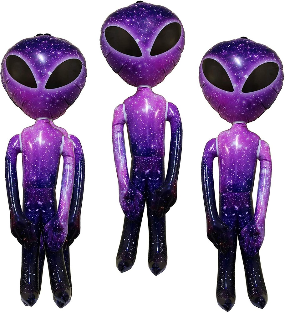 LOT OF 3 BIG 36″ GALAXY ALIEN INFLATE INFLATABLE 3 FEET BLOW UP PROP GAG GIFT