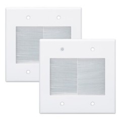 2 Gang Brush Wall Plate Cable Management Kit for TV Coaxial HDMI Ethernet Cables