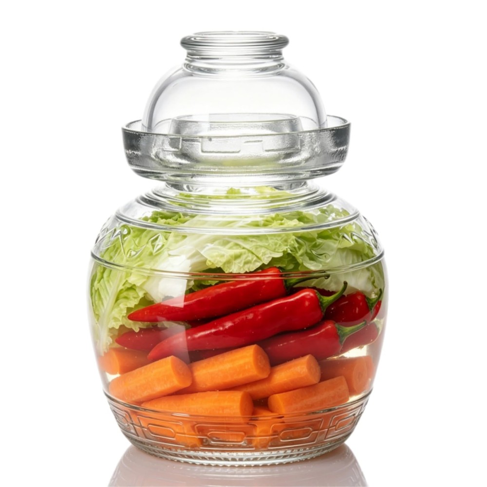 1.5L Glass Jar with Lid Fermentation Jar, Traditional Fermenting Kit Crock with