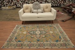 Vintage Geometric Traditional Area Rug 5×6 Hand-knotted Wool Carpet for Any Room