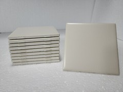Beige Ceramic Tile 4.25 in Almond Bone Matte Subway Square Mid Century Modern