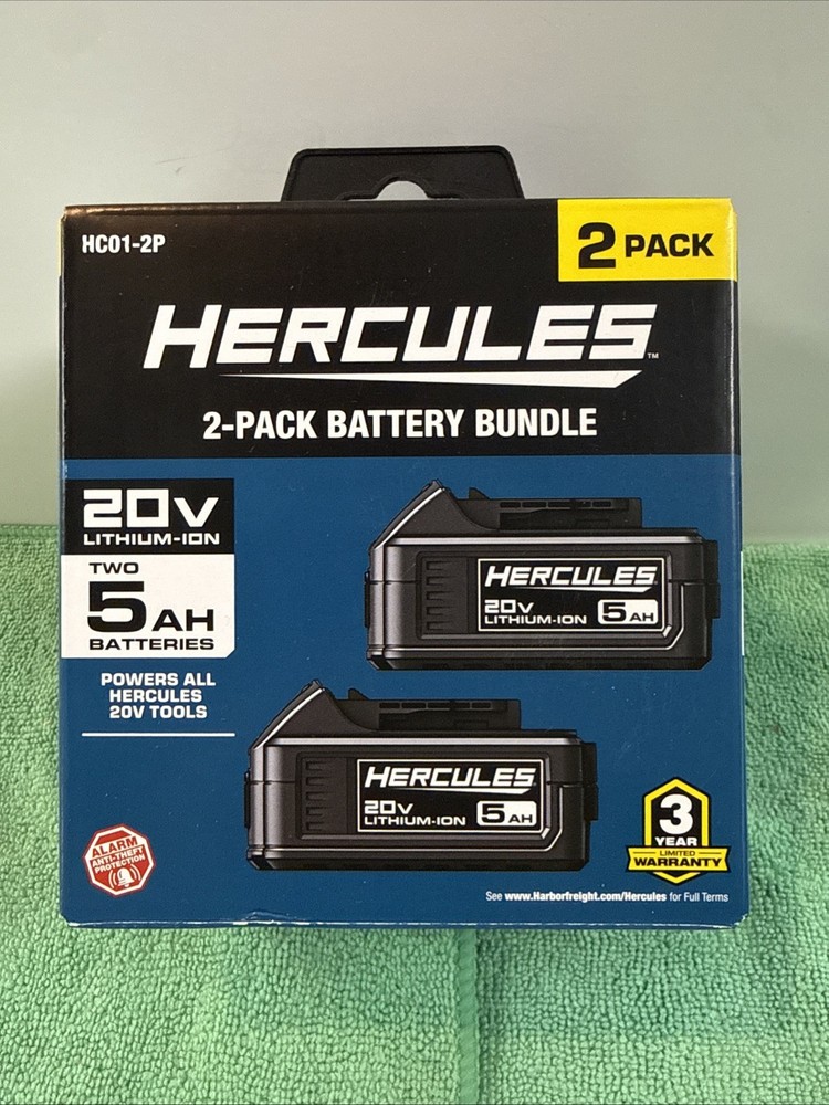 NEW Hercules HC01-2P 20V Lithium-Ion 5Ah Battery 2-Pack, Black