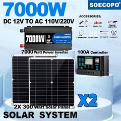 Complete 7000W Off-Grid Solar Kit 7000W Inverter 2pcs 300W Solar Panels 110V