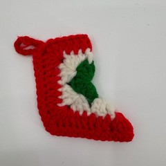 Vtg Handmade Crochet Christmas Ornaments LOT of 4 Santa Stocking Holiday Decor