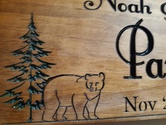 Custom Carved Wooden Sign with Bear | Rustic Home Cabin Wall Decor