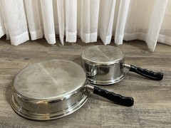 Vintage Vita Craft 3-Ply Stainless Steel Sauté Fry Pan And Saucepan With Lids