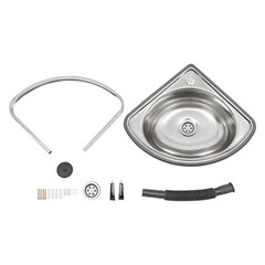 Stainless Steel Small Wall Mount Corner Bathroom Sink With Overflow Triangle