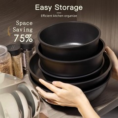 21 Pcs Non-Stick Ceramic Cookware Set, Detachable Handle, Oven Safe, Induction R