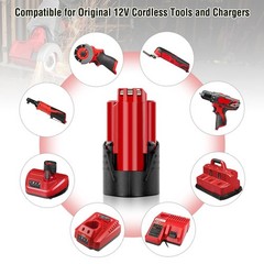 2x for Milwaukee M12 RED LITHIUM 12V 4.0Ah Li-Ion Battery 48-11-2430 New US