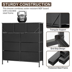 9-Drawer Fabric Dresser,Sturdy Storage Tower Dresser for Bedroom w/ Metal Frame