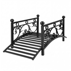 3.3 ft Garden Metal Bridge, Outdoor Arched Bridge w/Dual Patterned Side Rails