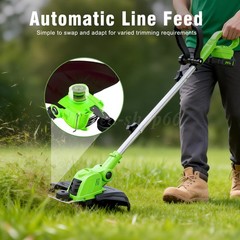 Electric Cordless Grass String Trimmer Lawn Edger Weed Wacker Cutter & 2 Battery