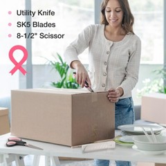 236 Pieces Pink Tool Kit Pink Tool Set Household Tool Kit w/Carrying Round Pouch