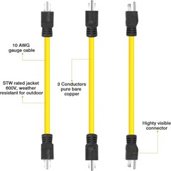 3 Prong Plug 125V Double Male Extension Cord For NEMA 5-15P to 5-15P