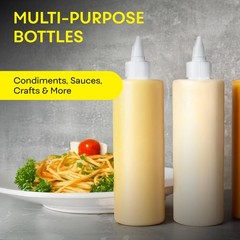 4 Pack 16oz Condiment Squeeze Bottles Leak Proof for Sauce Oil Crafts BPA Free