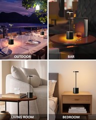 Metal Table Desk Lamp Cordless Touch Control Dimmable Night Light Rechargeable