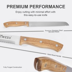 Mezzo Serrated Bread Knife for Homemade Bread High Carbon Steel Sourdough Kni…