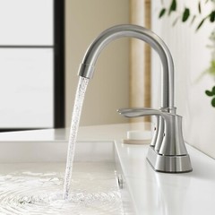 Brushed Nickel Bathroom Sink Faucet 3Hole 4in Centerset Vanity Mixer with Drain