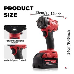 New For Milwaukee 18V 1/2″ High-Torque Impact Wrench Kit with Battery & Charger