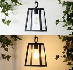 Glendale 6.75 in. 1-Light Black/Clear Outdoor LED Pendant Farmhouse Open Box