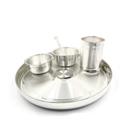 999 Pure Silver 9.0 Inch Hallmarked Indian Thali Youth Dinner Set – Set#02