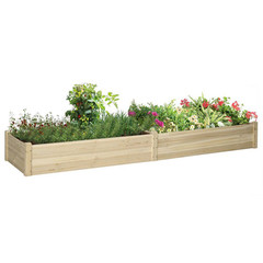 96 In. L X 24.25 In. W X 10.75 In. H Natural Fir Wood Raised Garden Bed with Dua