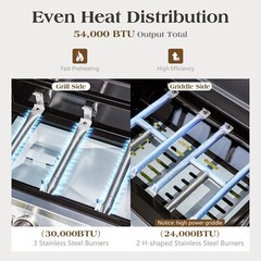 Propane Gas Griddle and Grill Combo BBQ Grill with Flat Top Griddle ,696 SQIN
