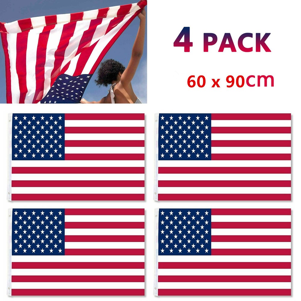 4Pack 2×3 Ft American Flag w/ Grommets-United States Flag-US Flag-USA America.