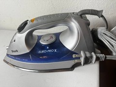 Shark Euro-Pro X Steam Iron Silver Blue Vertical Steam Anti-Calc Clothes Garment