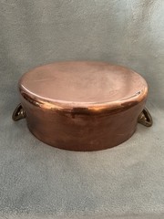 Williams Sonoma Oval Copper Cocotte Casserole Dutch Oven 2Qt Tin Lined France