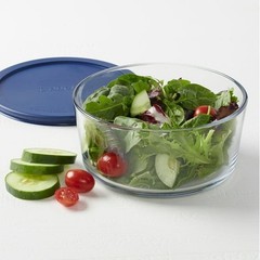 (2 pack) Anchor Hocking Glass Food Storage Container with Lid, 7 Cup Round