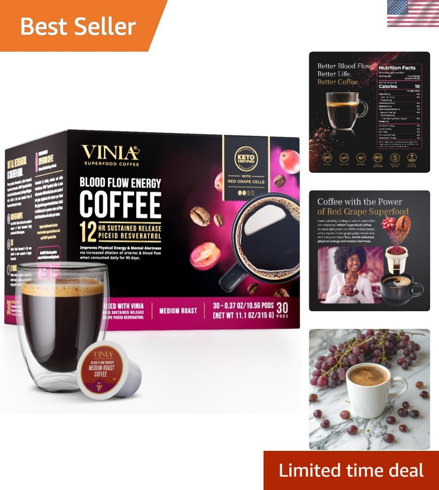 Medium Dark Roast Coffee with Red Grape Piceid Resveratrol, Nitric Oxide for …