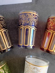 Vintage Moroccan Tea Glasses Set of 6 Assorted Colors Unbranded. New in Box